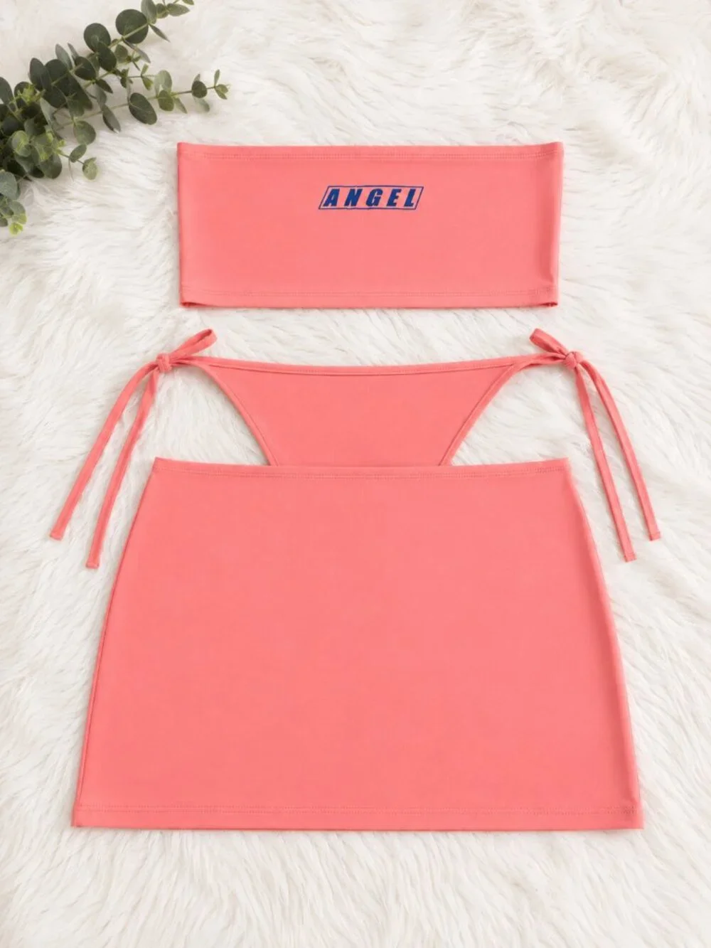 Angel Pink 3-Piece Tube Top & Mini Skirt Set | Matching Outfit | Size M